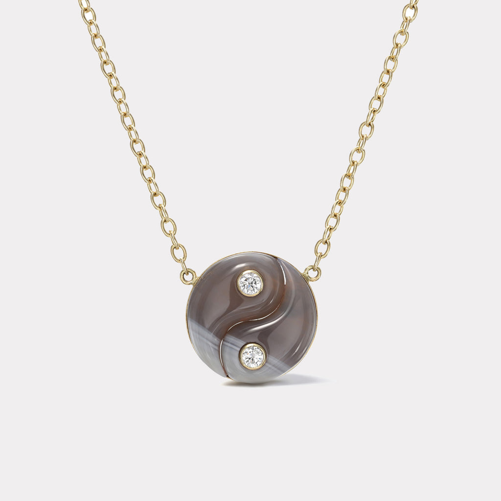 Double Agate Medium Yin Yang Pendant