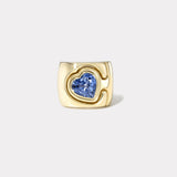 3.69ct Heart Shaped Blue Sapphire Impetus Interlocking Puzzle Ring
