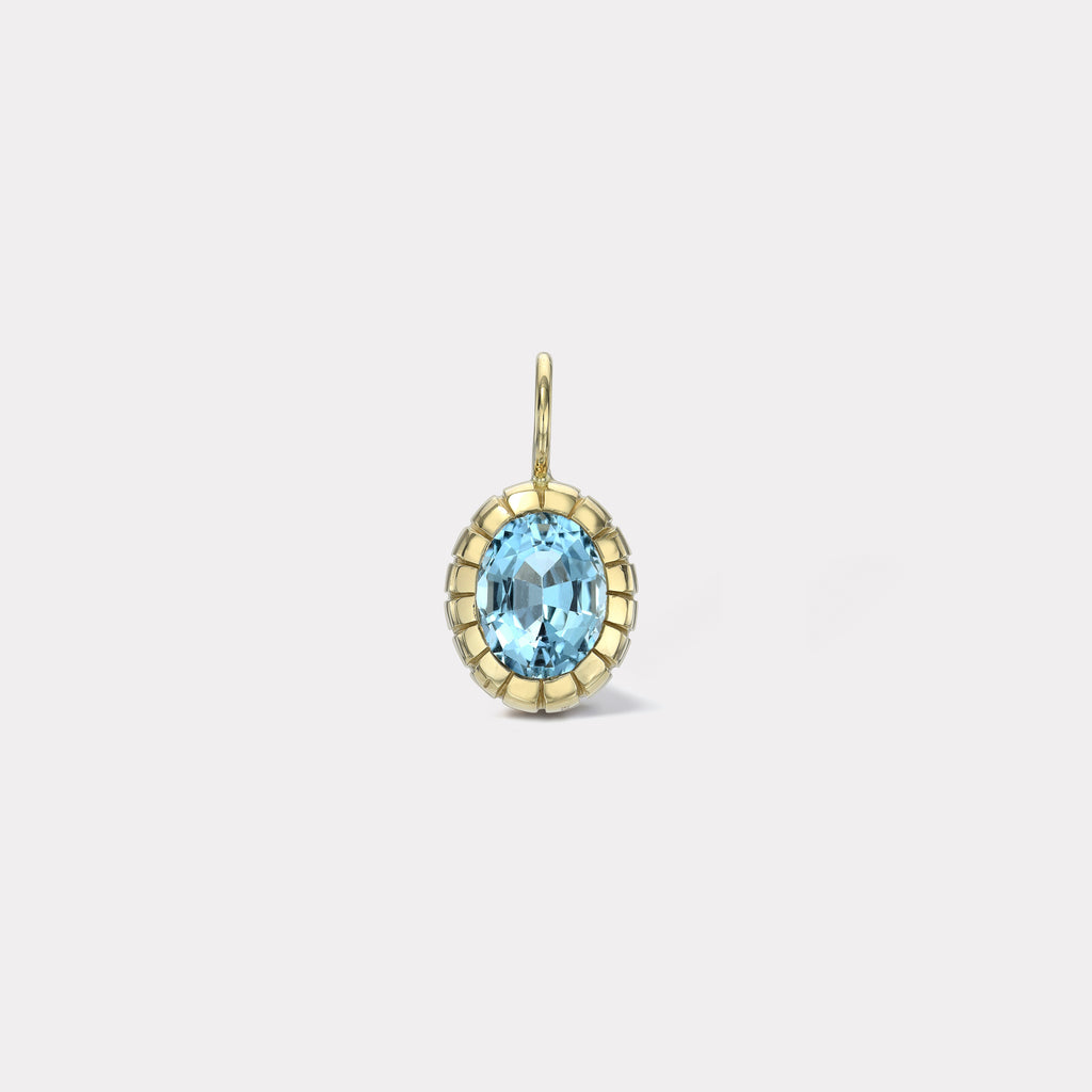 One of a Kind 2.01ct Oval Aquamarine Heirloom Bezel Charm