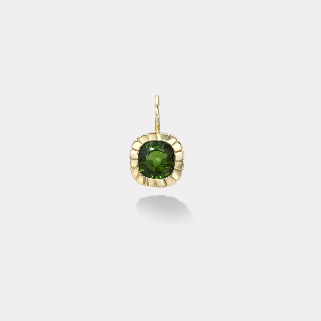 One of a Kind 2.80ct Cushion Green Tourmaline Heirloom Bezel Charm