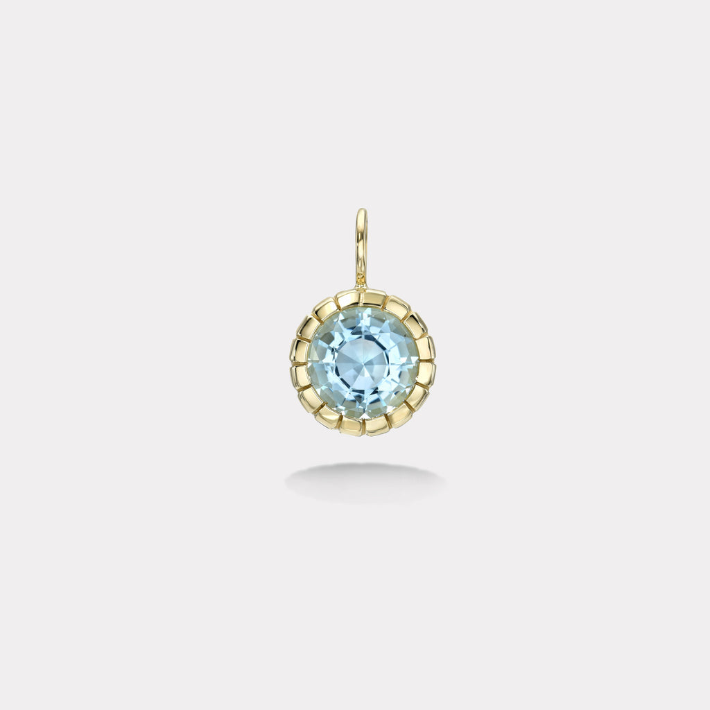 One of a Kind 2.83ct Round Aquamarine Heirloom Bezel Charm