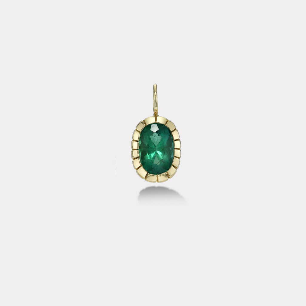 One of a Kind 3.47ct Oval Emerald Heirloom Bezel Charm