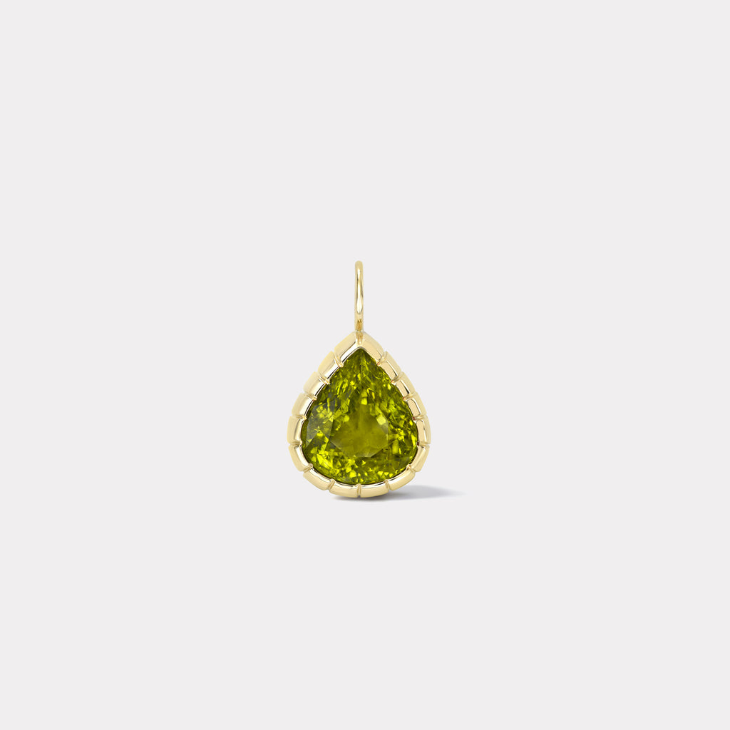 One of a Kind Heirloom Bezel Pear 5.45ct Peridot