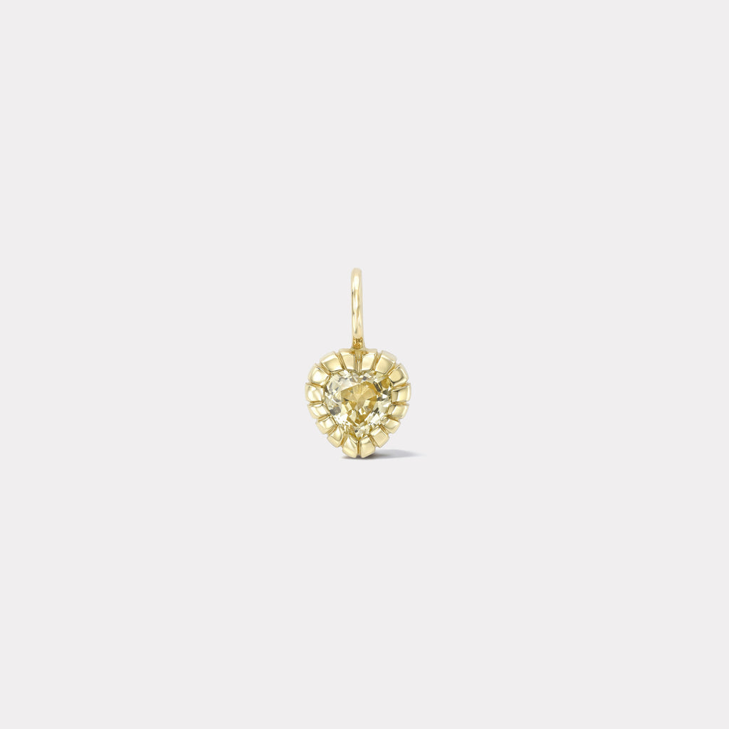 One of a Kind Heirloom Bezel Yellow Sapphire Heart Charm