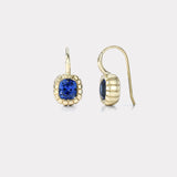 2.58ct Unheated Cushion Blue Sapphire Heirloom Bezel Earrings