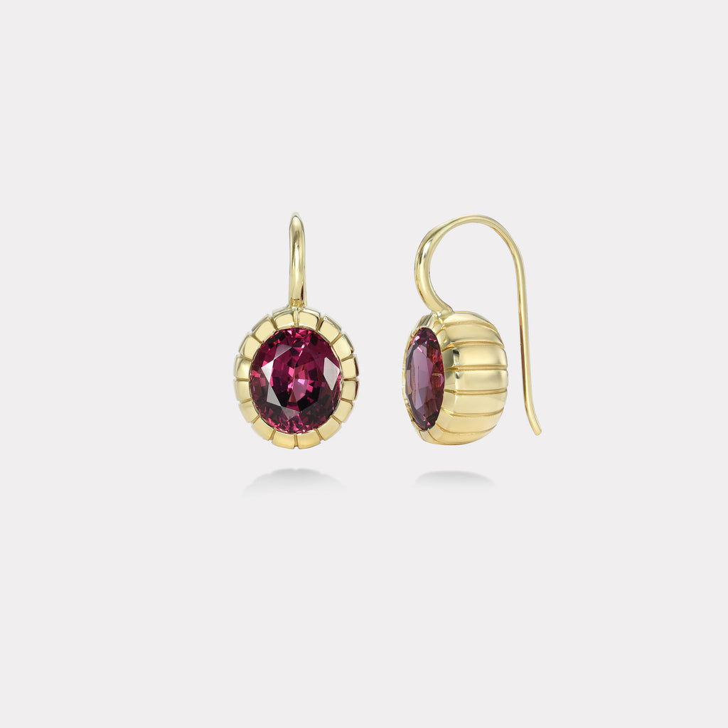 7.15ct Rhodolite Garnet Heirloom Bezel Earrings