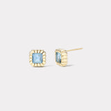 1.40ct Princess Aquamarine Heirloom Bezel Stud Earrings