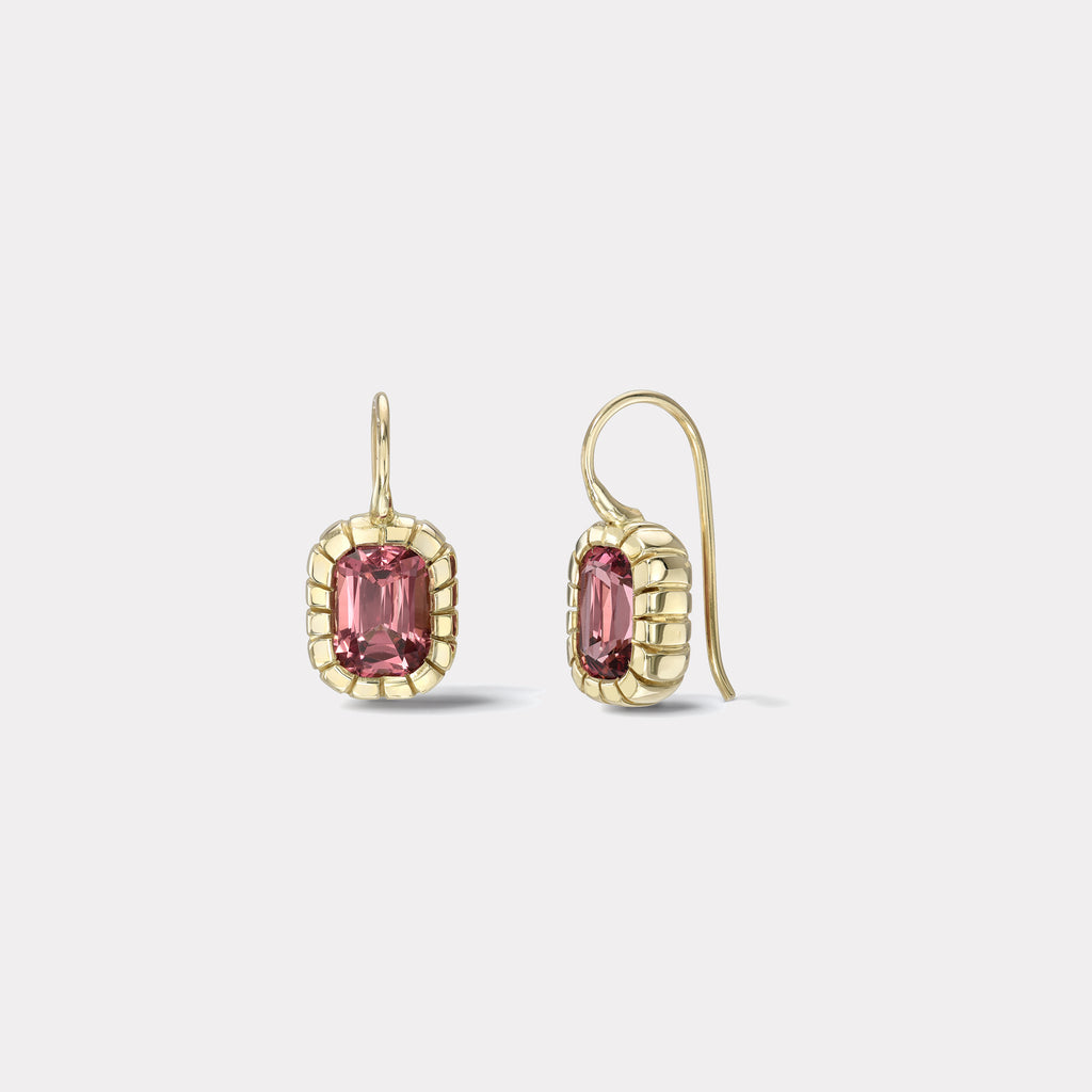 3.76ct Cushion Garnet Heirloom Bezel Earrings