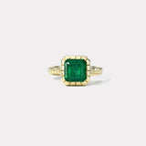 2.92ct Emerald Cut Emerald Heirloom Bezel Ring