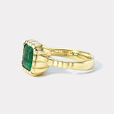 2.92ct Emerald Cut Emerald Heirloom Bezel Ring