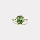 4.60ct Oval Mint Green Tourmaline Heirloom Bezel Ring