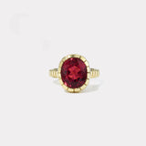 5.6ct Oval Rubellite Heirloom Bezel Ring