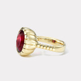 5.6ct Oval Rubellite Heirloom Bezel Ring