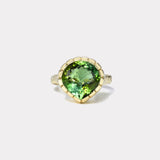 7.43ct Green Tourmaline Heirloom Bezel Ring