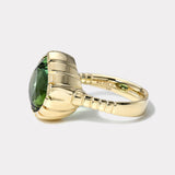 7.43ct Green Tourmaline Heirloom Bezel Ring