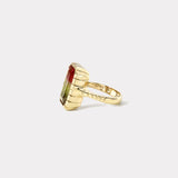 8.85ct Emerald Cut Tourmaline Heirloom Bezel Ring