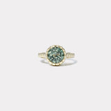 3.11ct Round Green Tourmaline Heirloom Bezel Ring