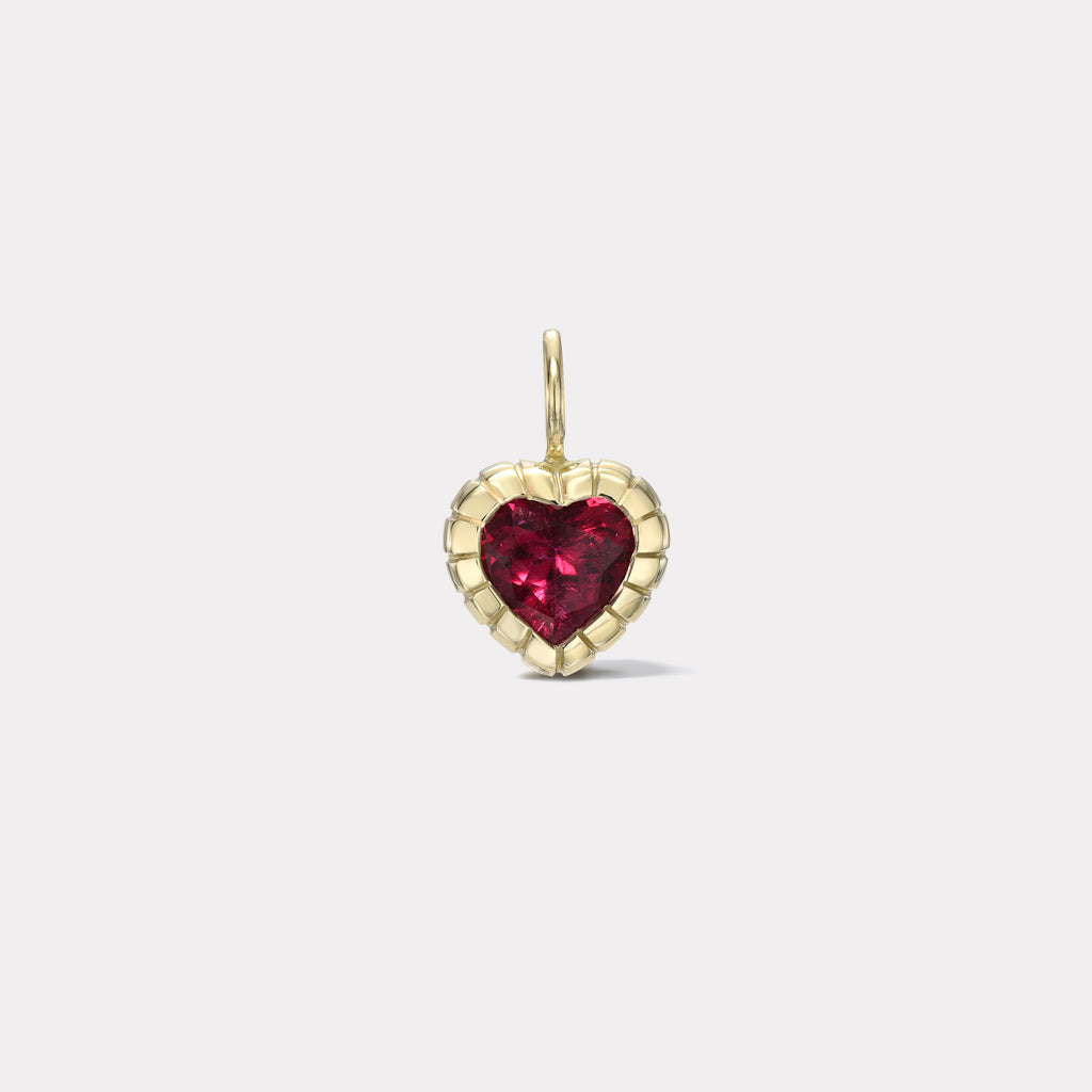 One of a Kind 1.9ct Rubellite Heart Heirloom Bezel Charm