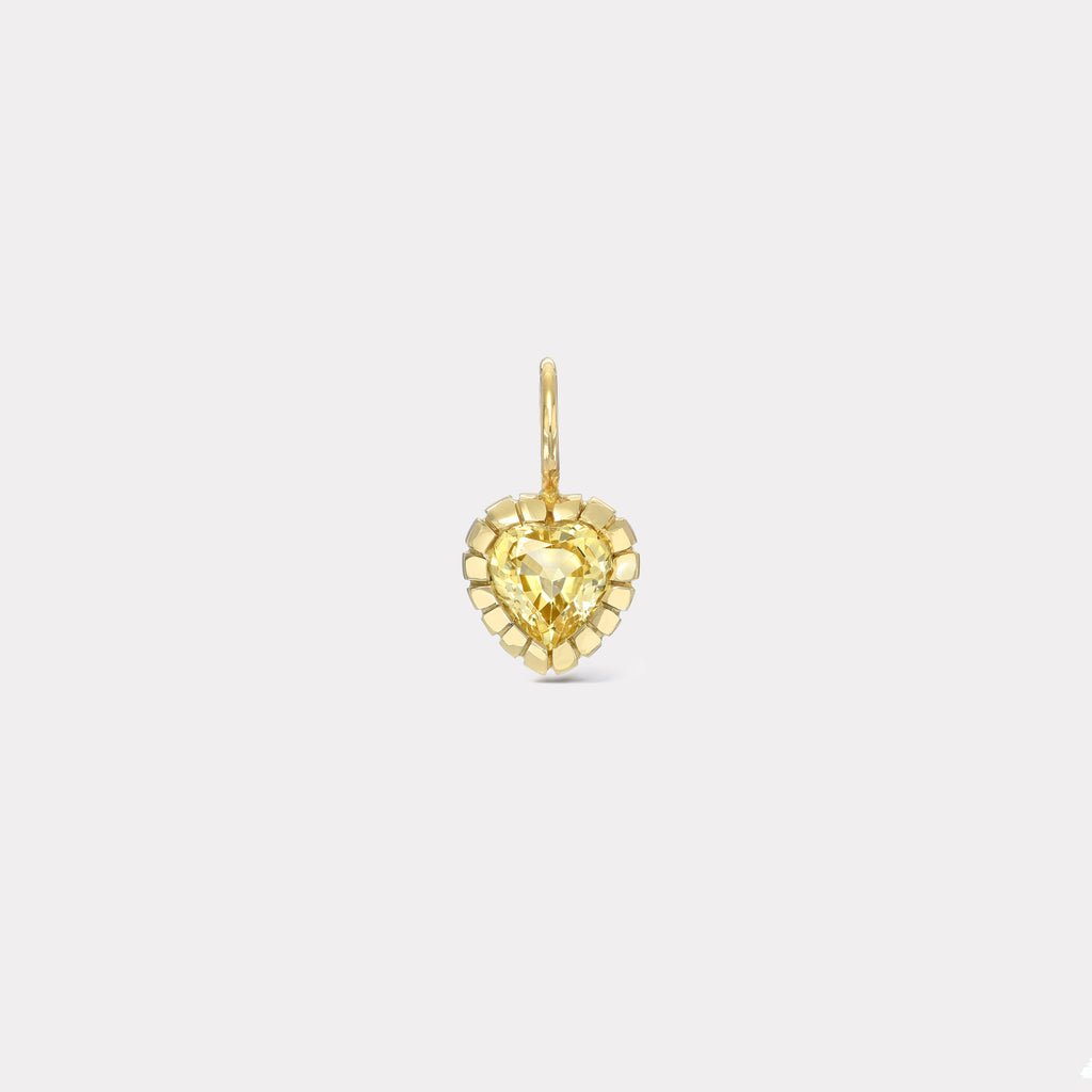 One of a Kind Heirloom Bezel Yellow Sapphire Heart Charm