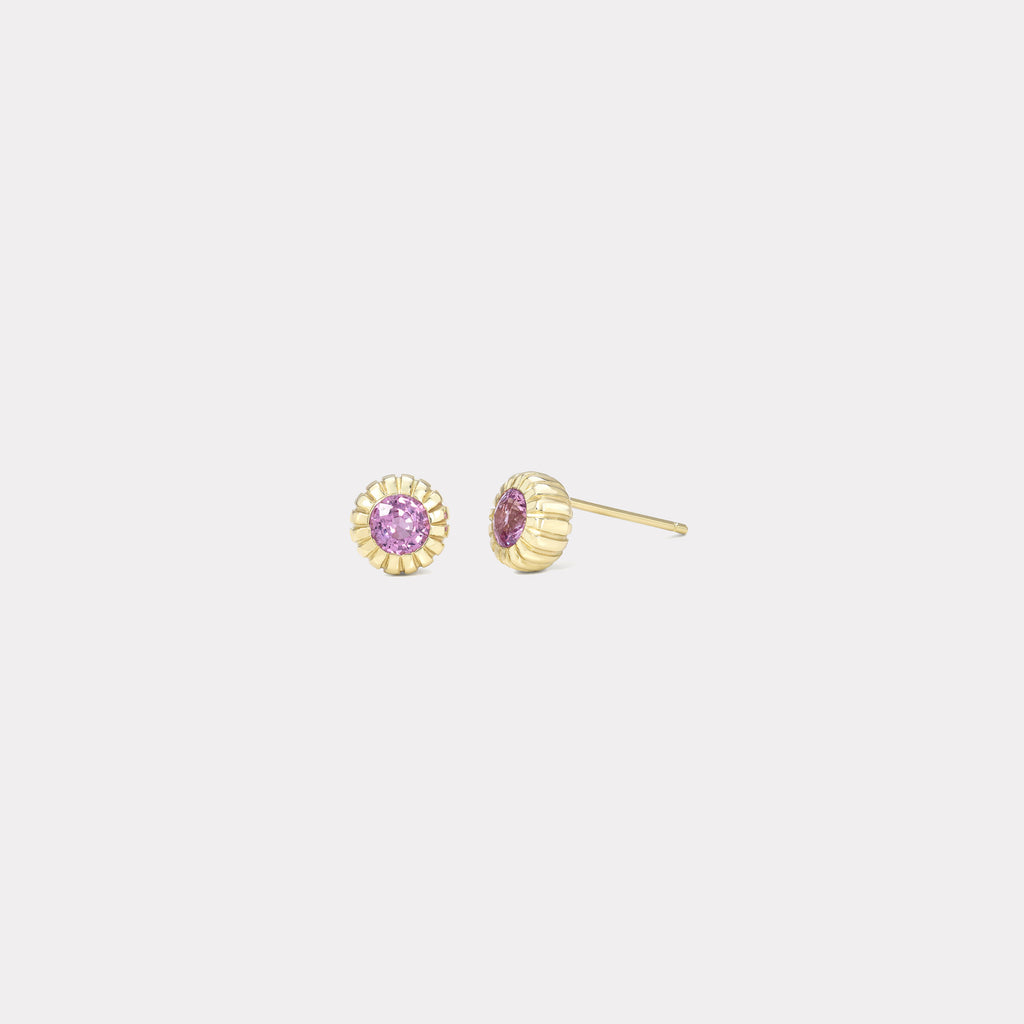 0.88ct Round Pink Sapphire Heirloom Bezel Stud Earrings