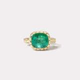 4.73ct Cushion Emerald Heirloom Bezel Ring