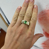 2.60ct Emerald Cut Tsavorite Pleated Solitaire Band