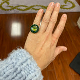 Classic Lollipop Ring - 4.36ct Green Tourmaline in Malachite