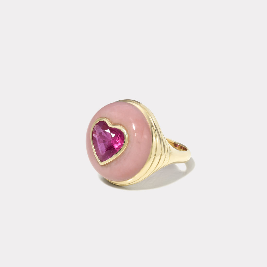 One of a Kind Petite Lollipop Ring - 2.52ct Ruby in Pink Opal