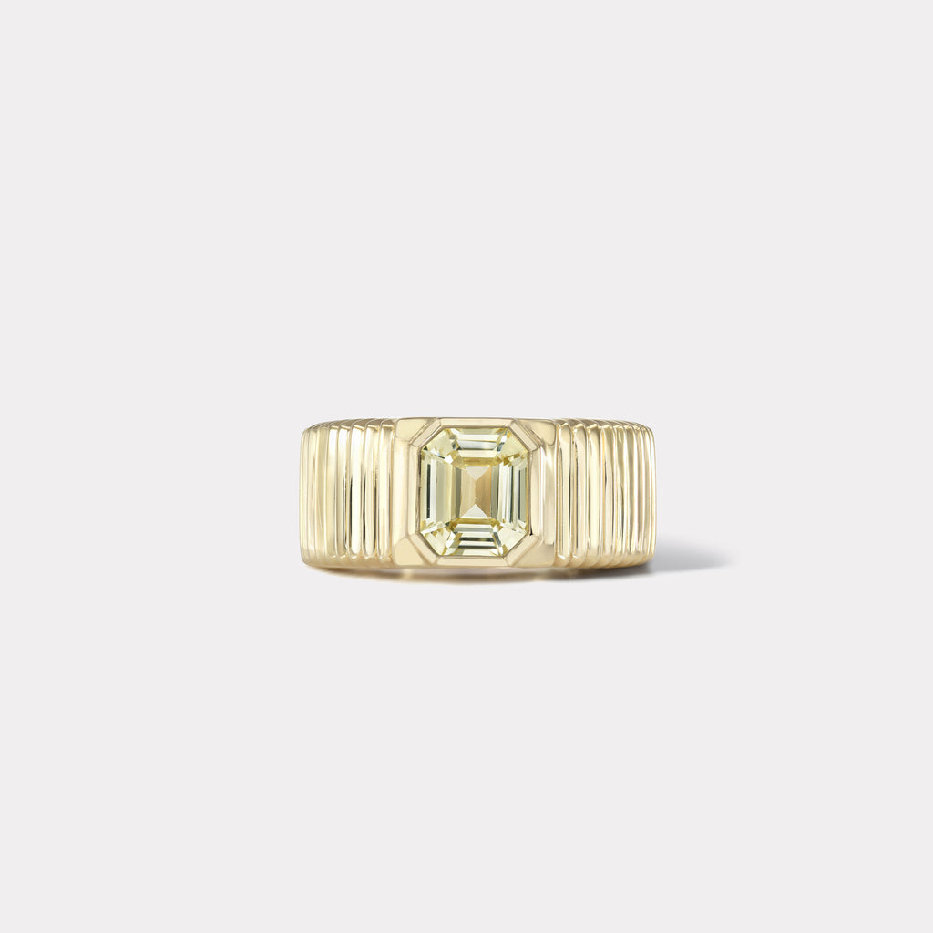 One of a kind Pleated Solitaire Band - White Sapphire