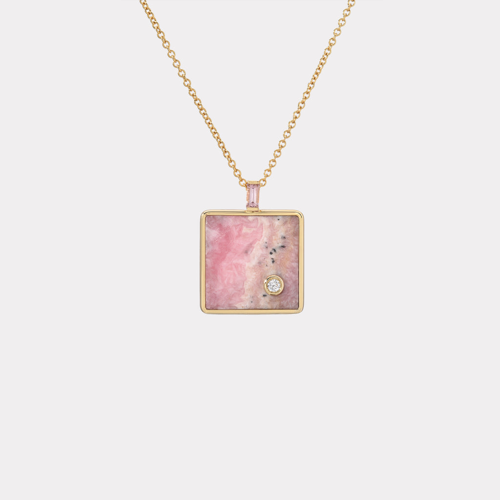 Small Optimism Pendant with Rhodochrosite and Lotus Garnet