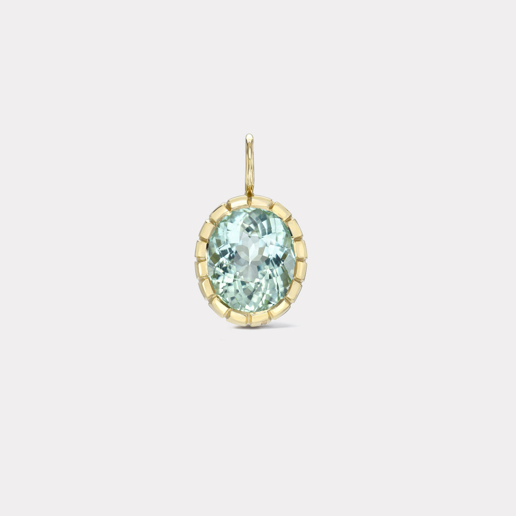 One of a Kind Pale Aqua Tourmaline Heirloom Bezel Charm