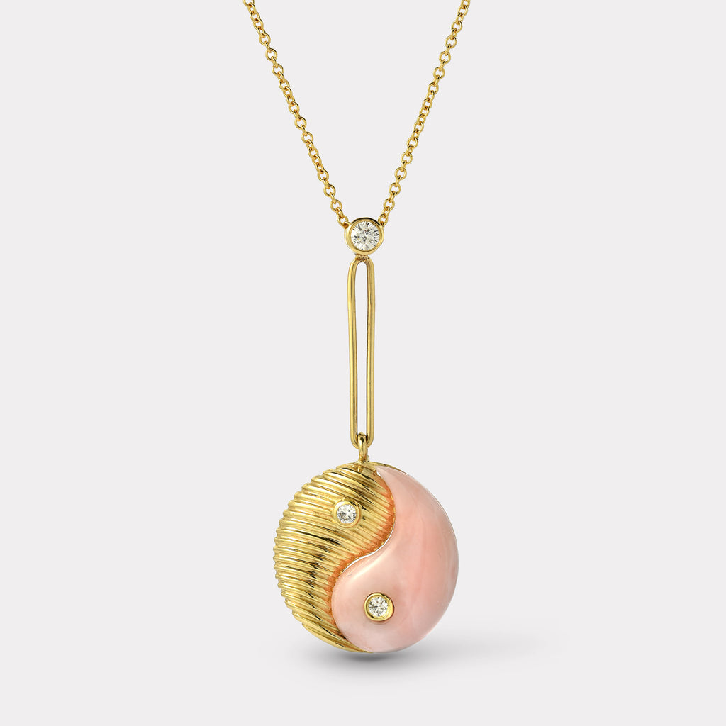 Yin Yang Pendant - Pink Opal
