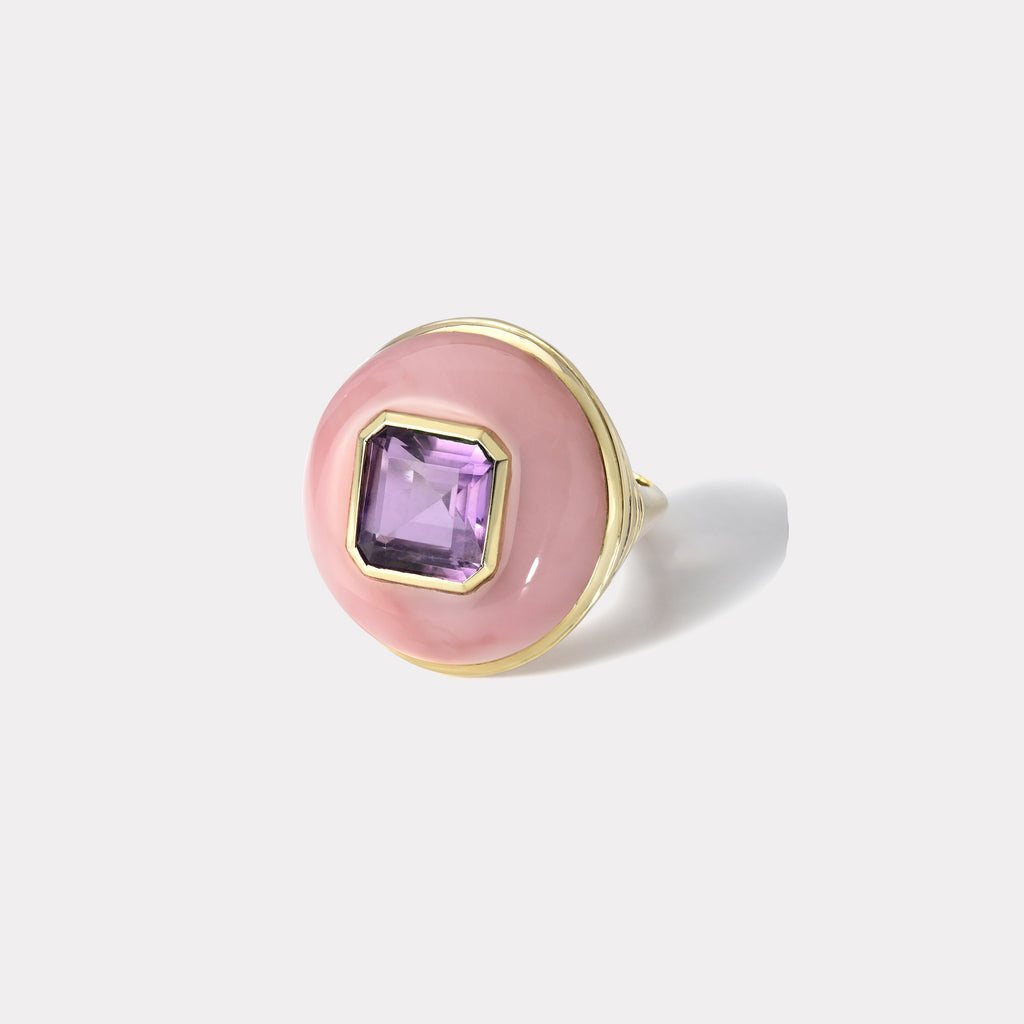 One of a Kind Lollipop Ring - Amethyst in Pink Opal