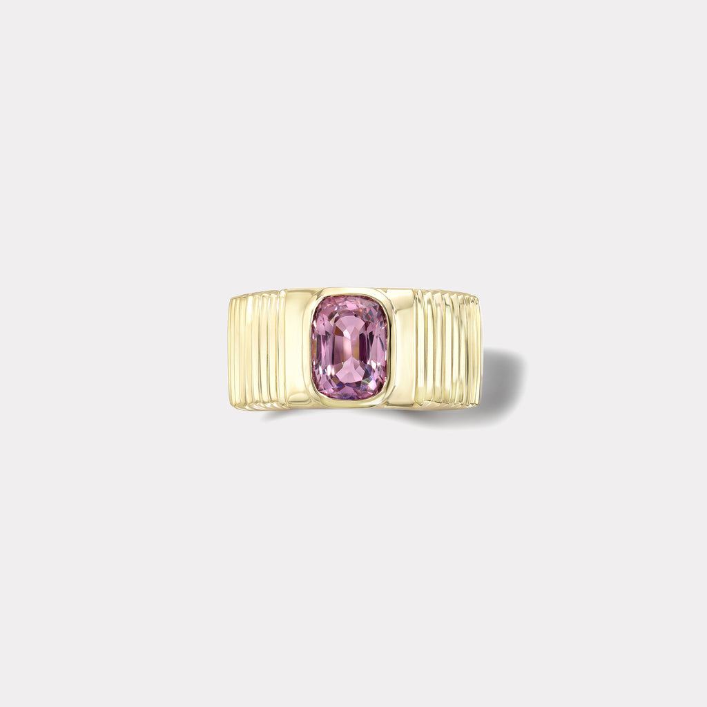 One of a kind Pleated Solitaire Band - 3.14ct Lavender/Mauve Spinel