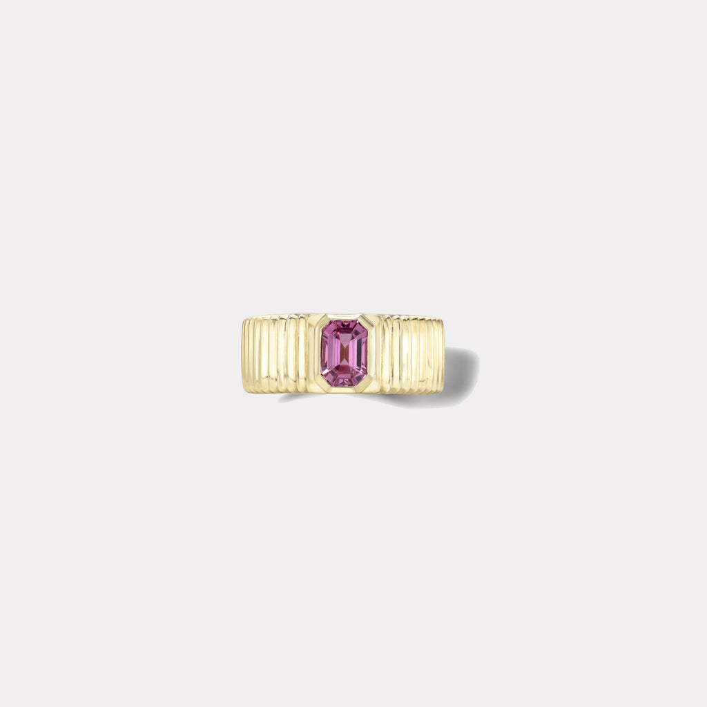 One of a kind Pleated Solitaire Band - 0.90ct Pink Sapphire