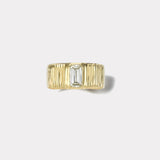 0.94ct O-P VS2 Emerald Cut Diamond Pleated Solitaire Band
