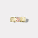 1.14ct Peach Sapphire Pleated Solitaire Band