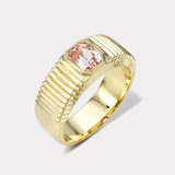 1.14ct Peach Sapphire Pleated Solitaire Band
