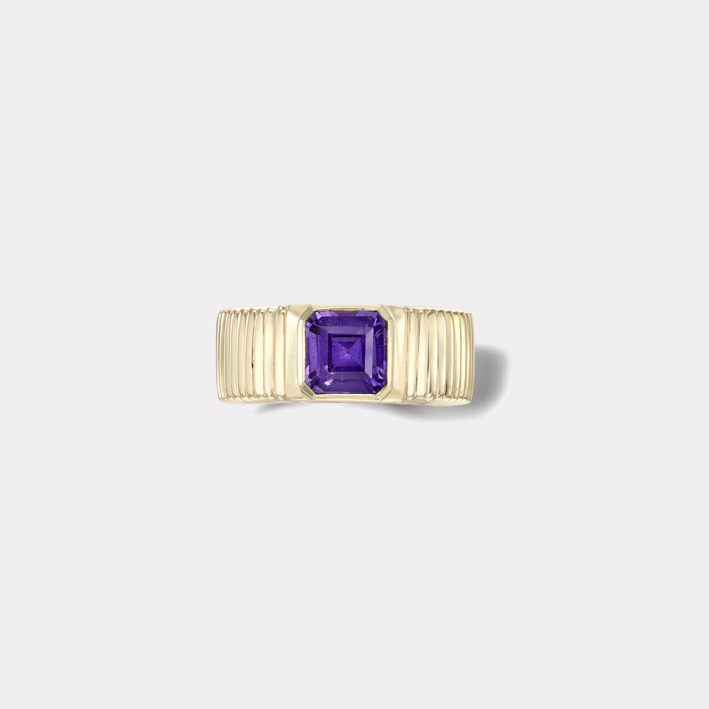 One of a kind Pleated Solitaire Band - 1.99ct Unheated Asscher Violet Sapphire