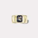 3.10ct Unheated Green Sapphire Pleated Solitaire Band
