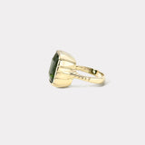12.35ct Cushion Cut Green Tourmaline Heirloom Bezel Ring