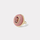 Classic Lollipop Ring - 8.7ct Oval Pink Tourmaline in Hand Carved Pink Opal