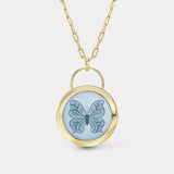 Butterfly Signature Padlock Intaglio - Double Layer Green Agate