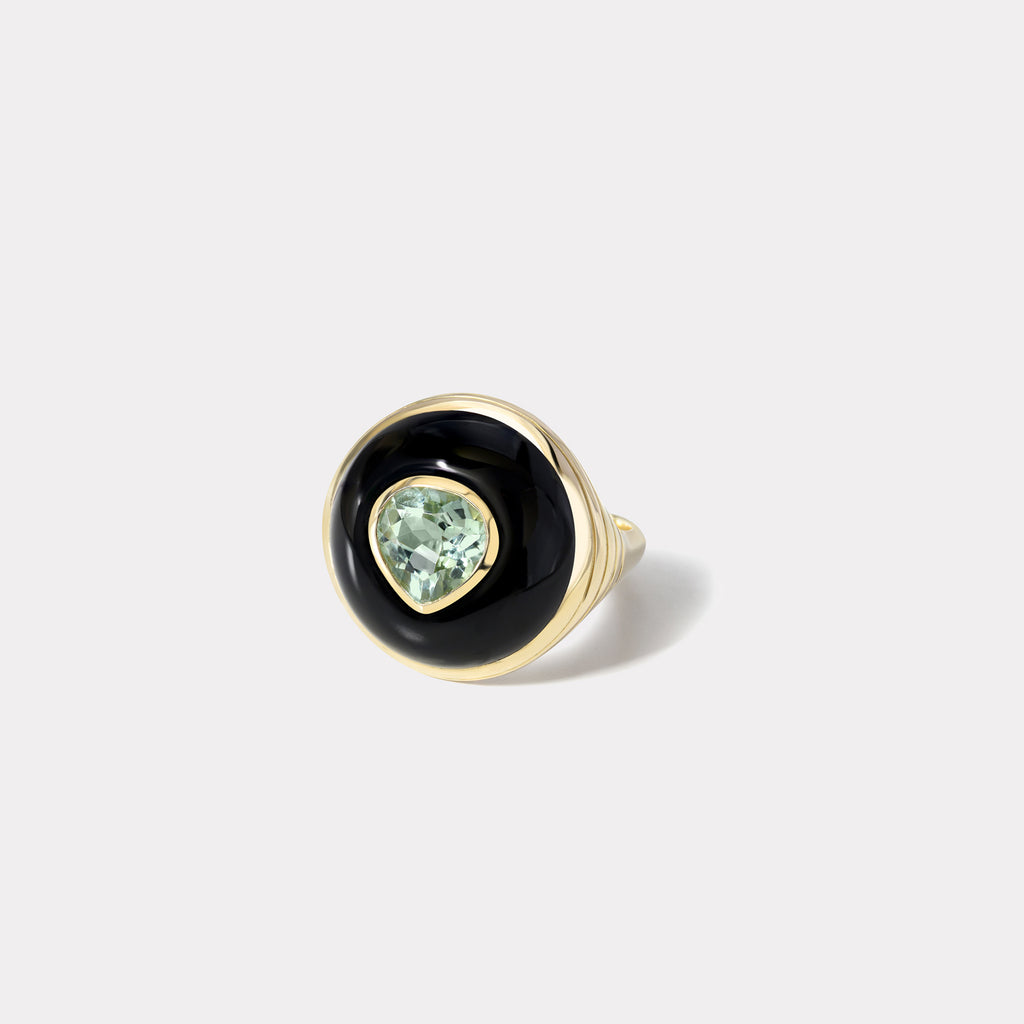 Petite Lollipop Ring - Green Tourmaline in Onyx