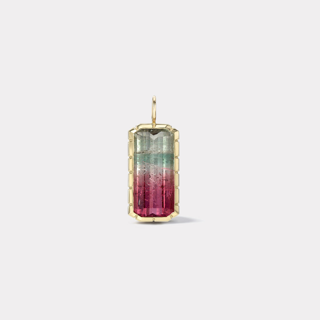 One of a Kind Heirloom Bezel Elongated Bi-Color Tourmaline Charm