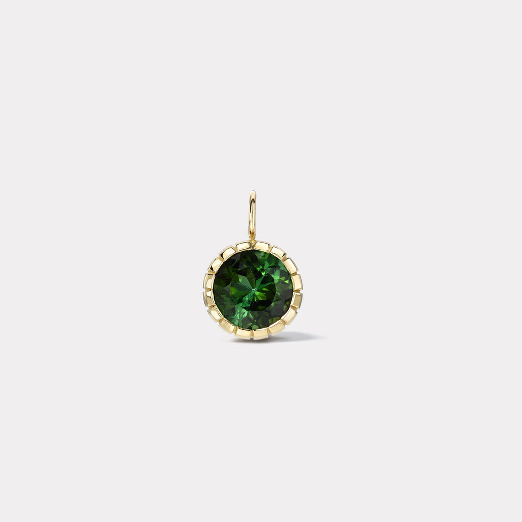 One of a Kind Heirloom Bezel Round Green Tourmaline Charm