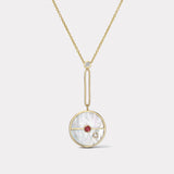 Signature Compass Pendant with White Mother of Pearl and Pink Spinel