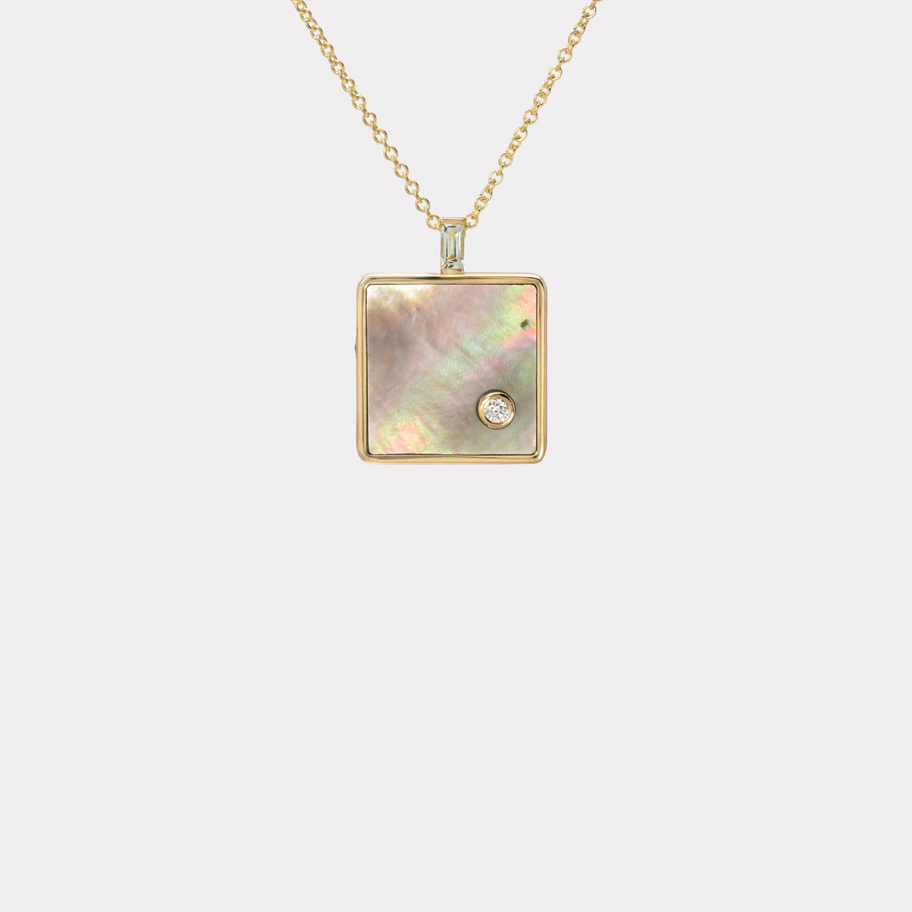 Small Wisdom Pendant with Mother of Pearl and Mint Garnet