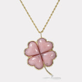Talisman Grandfather Clover Pendant - Pink Opal