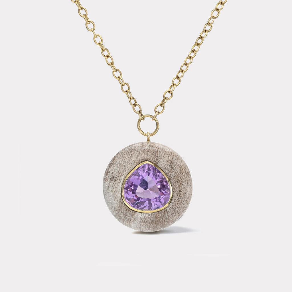 Lollipop Pendant - 11.43ct Amethyst in Petrified Wood